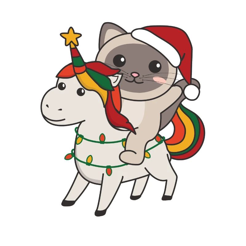 Licorne de Noël Chat Joyeux Noël Licorne