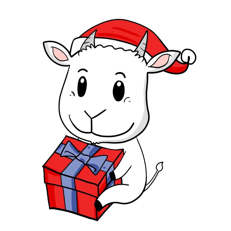 Bébé Chèvre de Noël avec cadeau