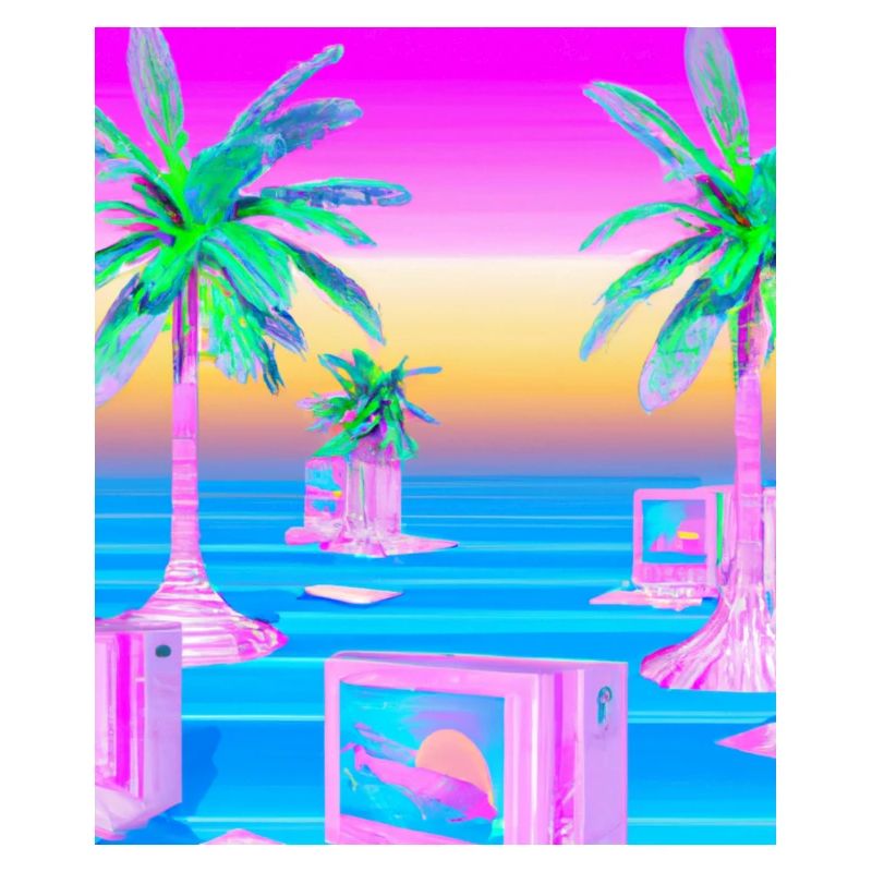 Synthwave Sun Hawaii Vaporwave Aesthetic