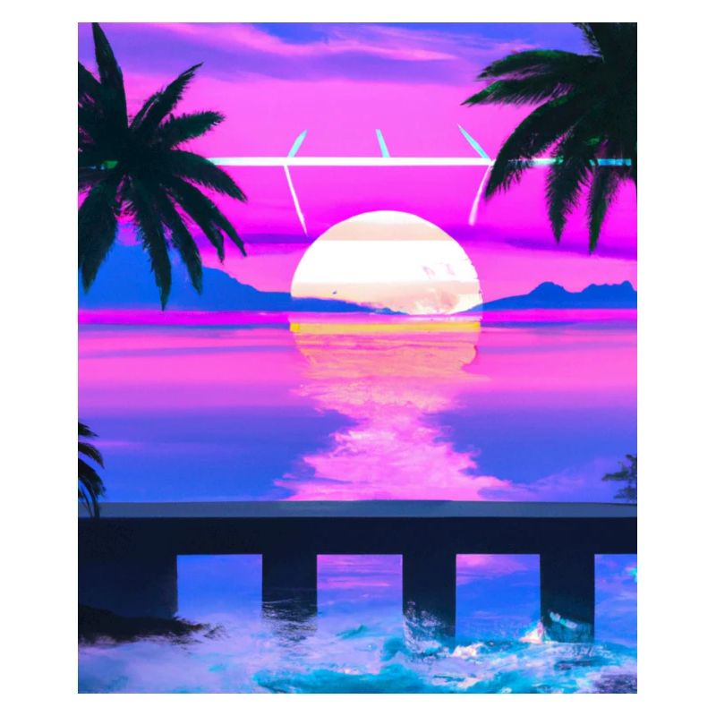 Synthwave Sun Hawaii Vaporwave Aesthetic