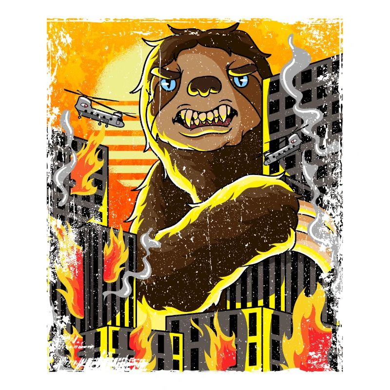 Slothzilla Japanese Sloth Japan Sunset
