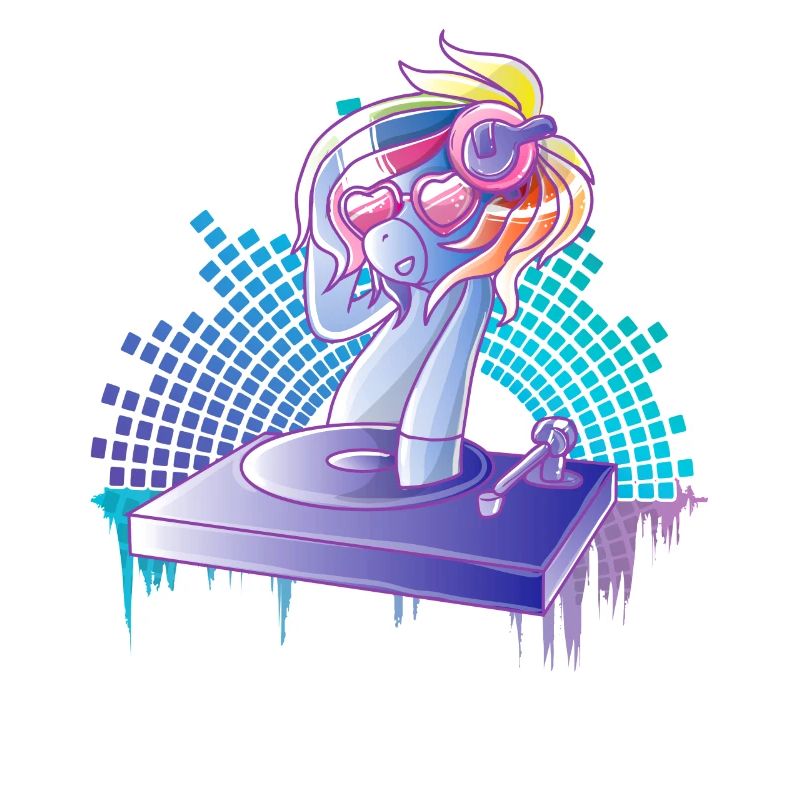 Einhorn mit Brille Turntables Analog Djane DJ