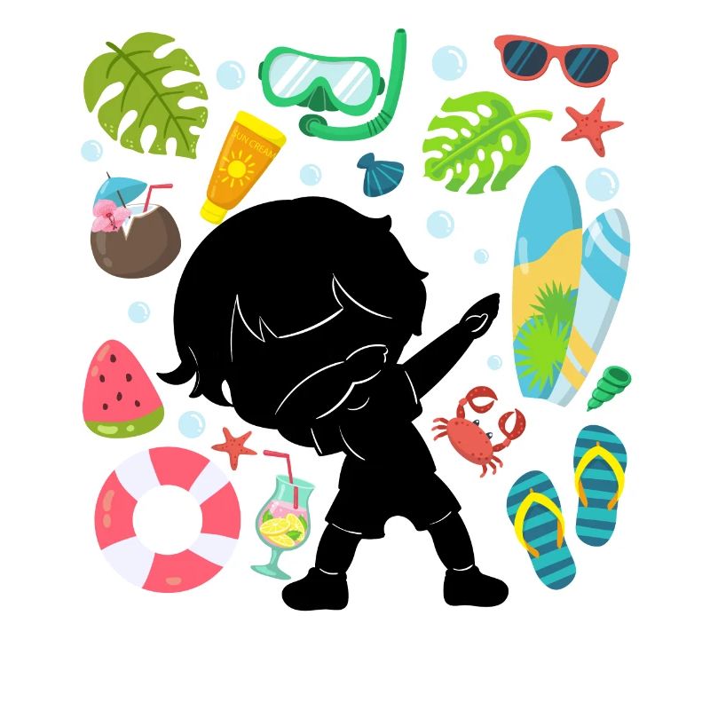 Silhouette Dabbing Boy Summer Time Beach Style