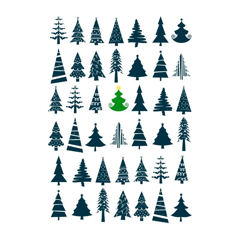 Shining star on green Christmas tree pattern