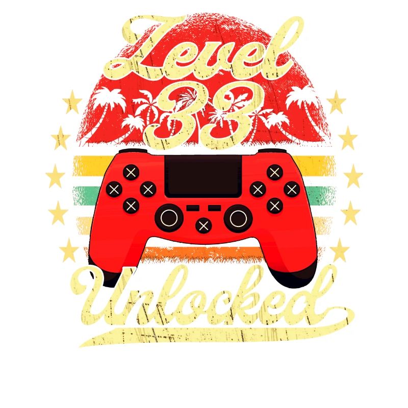Level 33 Unlocked Männer Gamer Geburtstag Level