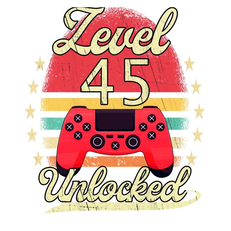 Level 45 Unlocked Männer Gamer Geburtstag Level