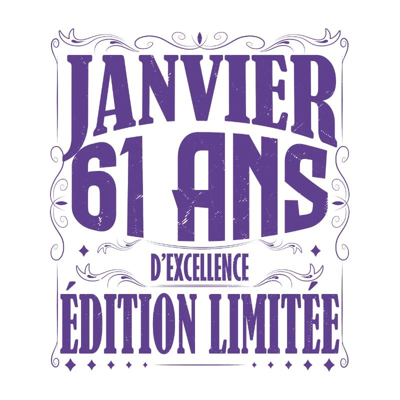 Janvier 61 ans. Cadeau 61 ans janvier anniversaire