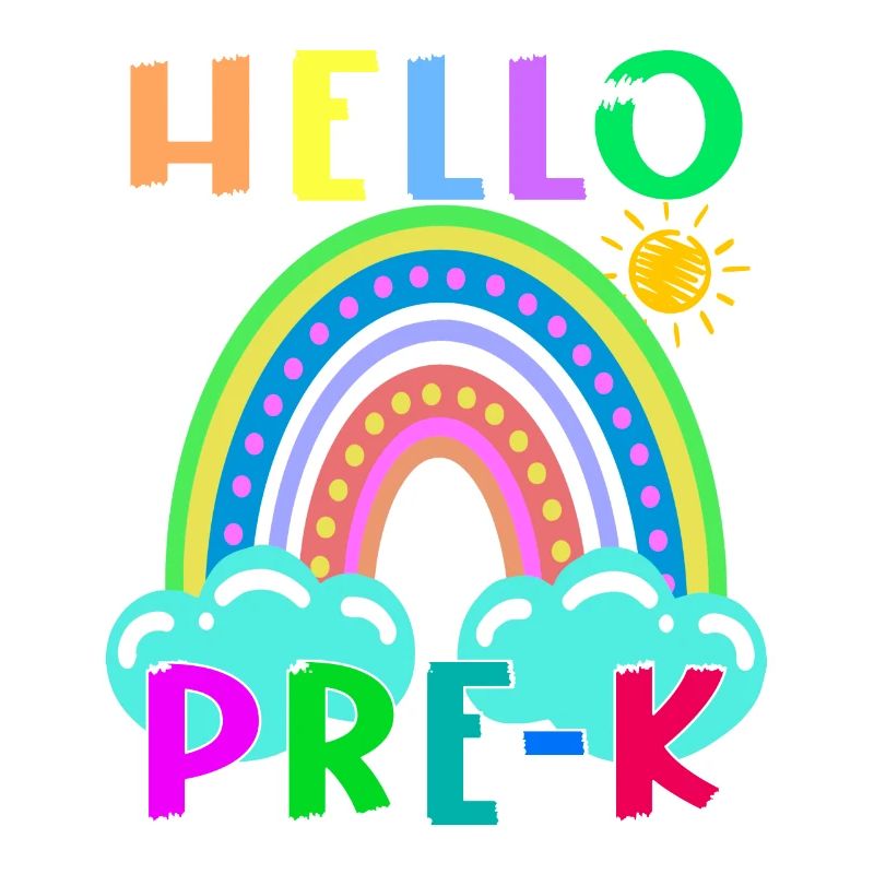 Hello PRE-K Boho Rainbow Team Vibes Back To School
