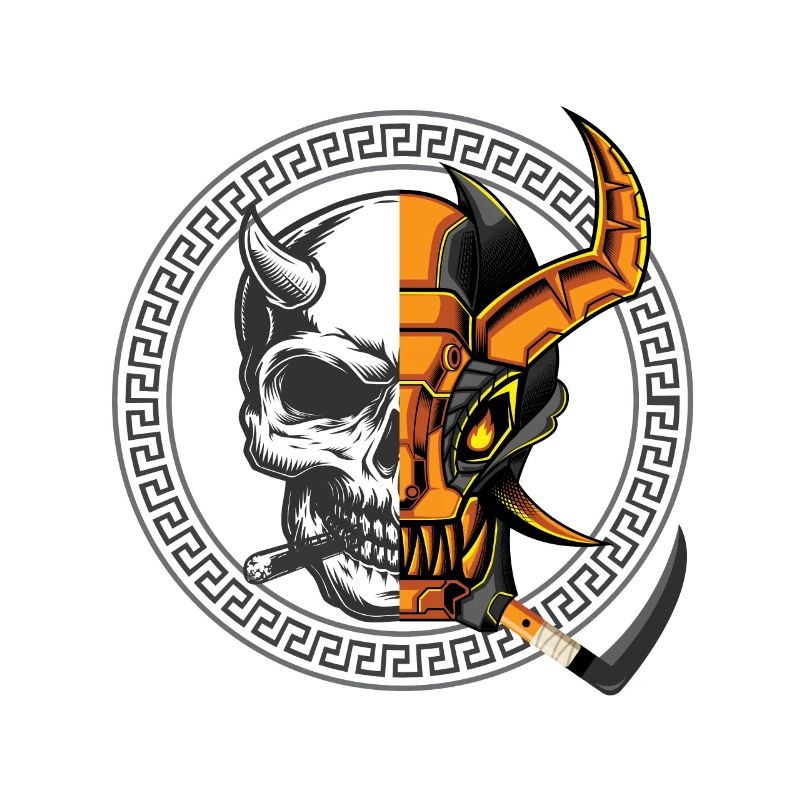 Squelette orange Samurai Monster