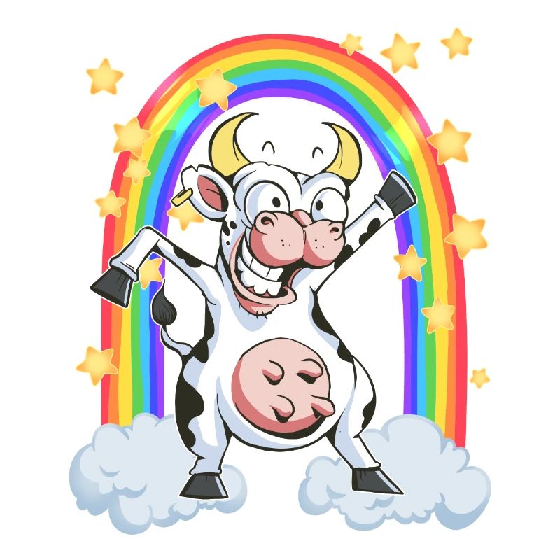 Rainbow cow crazy dancing fun funny
