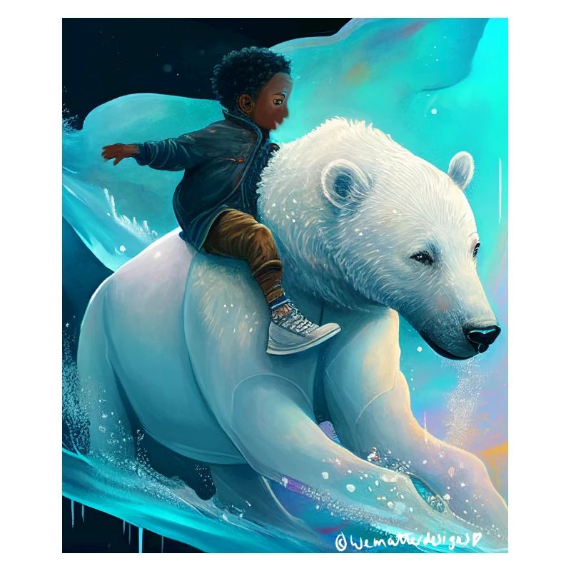 Kind reitet Eisbär