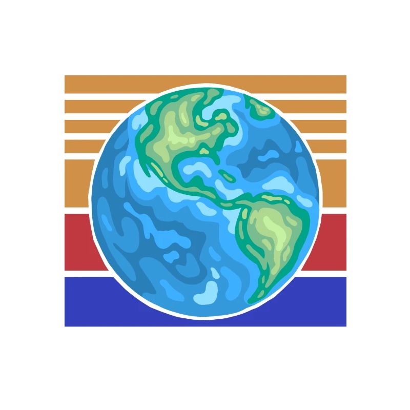 Powered By EARTH Retro Solar System Planet Designs