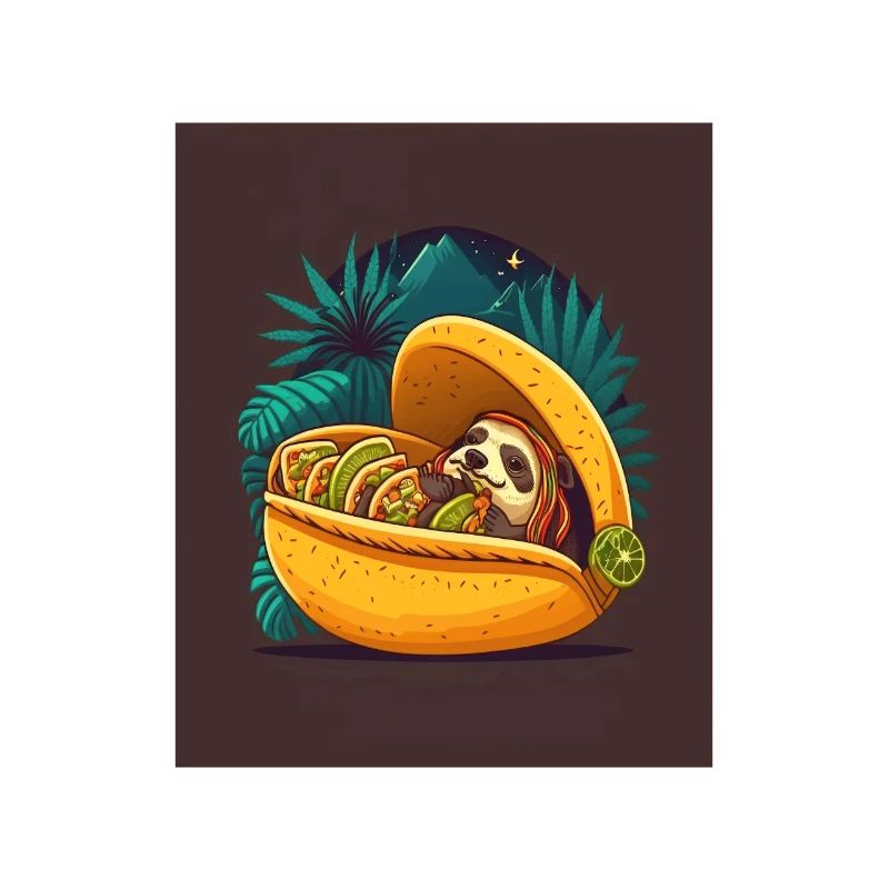 Sloth Sleeping In Taco Funny Sloth Taco Lover