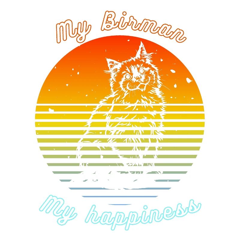 Logo rétro avec un chat " Birman"