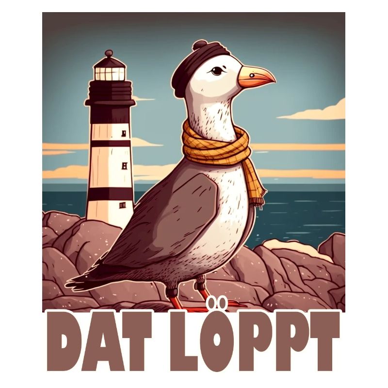 Dat Löppt Möwe Leuchtturm Meer Plattdeutsch Norden