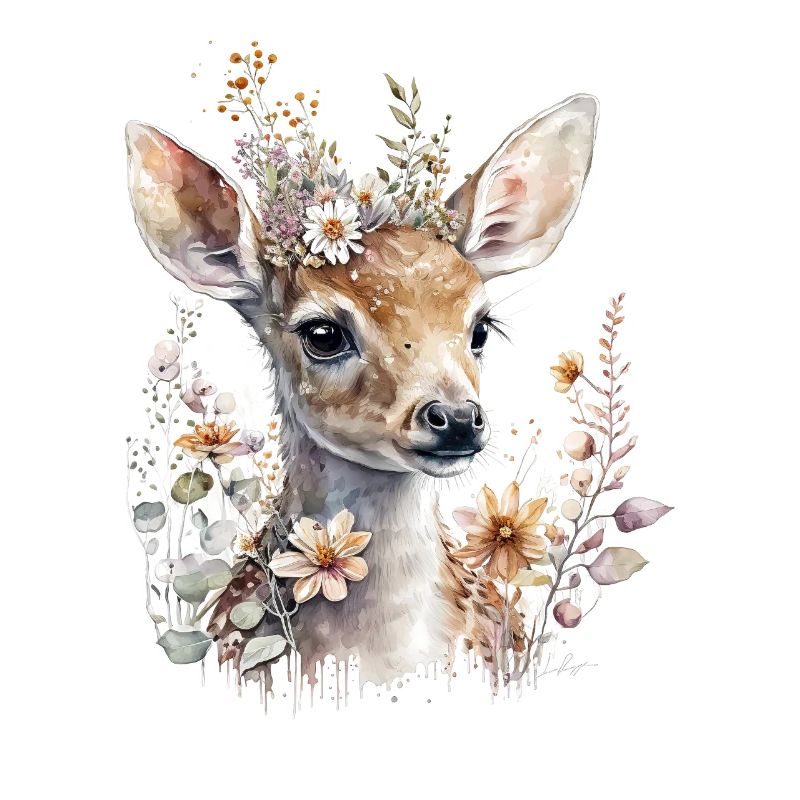 Cerf avec des fleurs