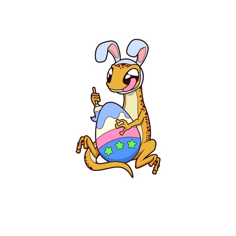 Fire salamander paints Easter eggs at Easter