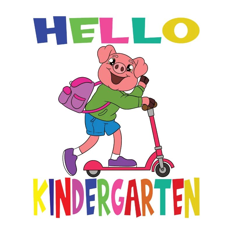 Hello Kindergarten Pig With Scooter