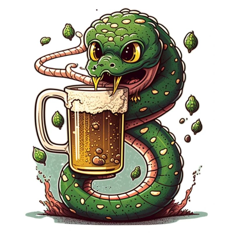 Cool Beer Snake Comic Illustration