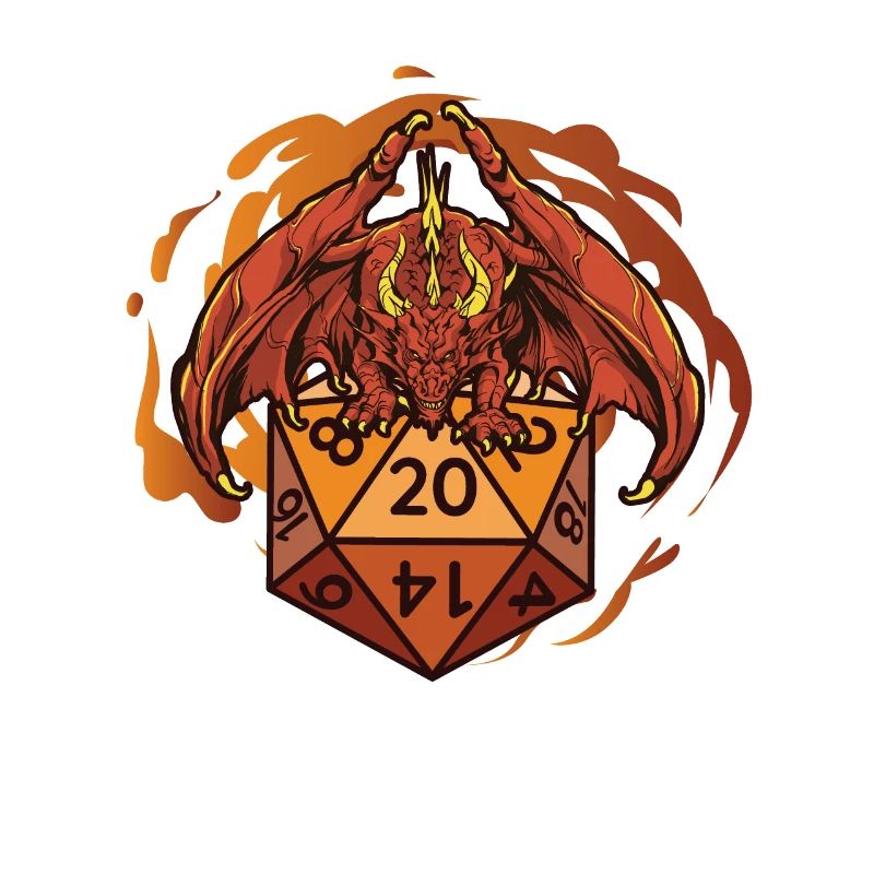 Dragon with D20 dice