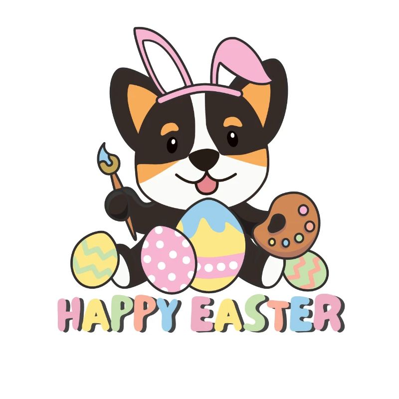 joyeuses Pâques doux corgi Pâques avec œufs de Pâques