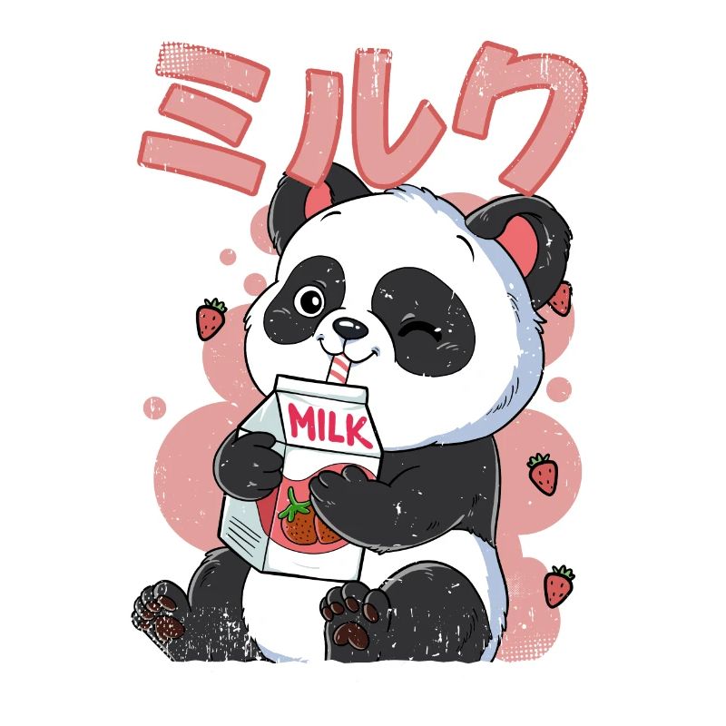 Kawaii Panda Erdbeermilch