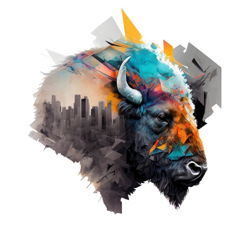Bison Kunst Bunt Geschenkidee Architektur Tier