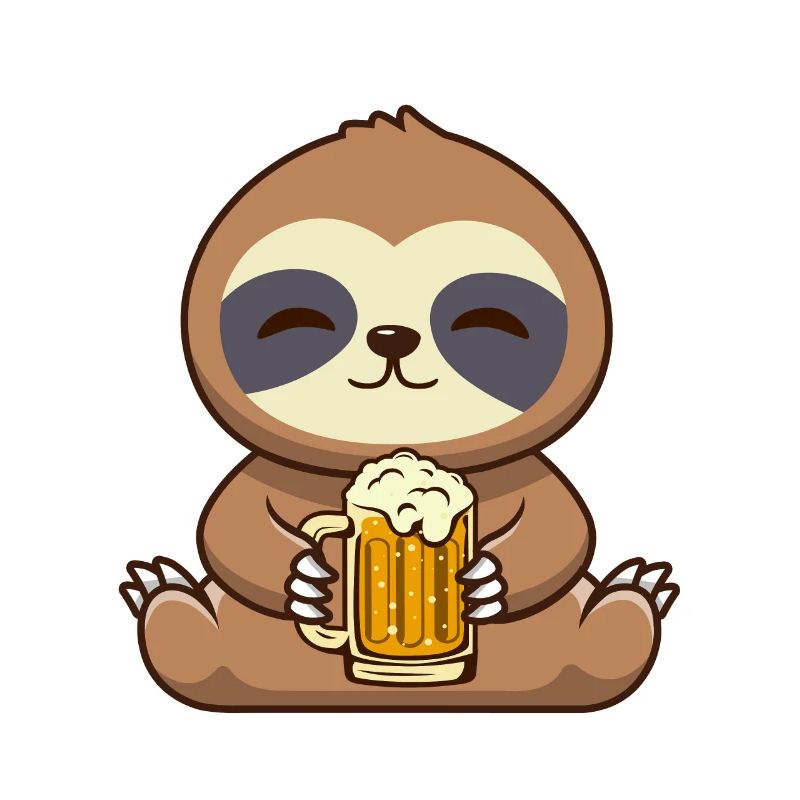 Sloth Beer Funny Beer Drinker