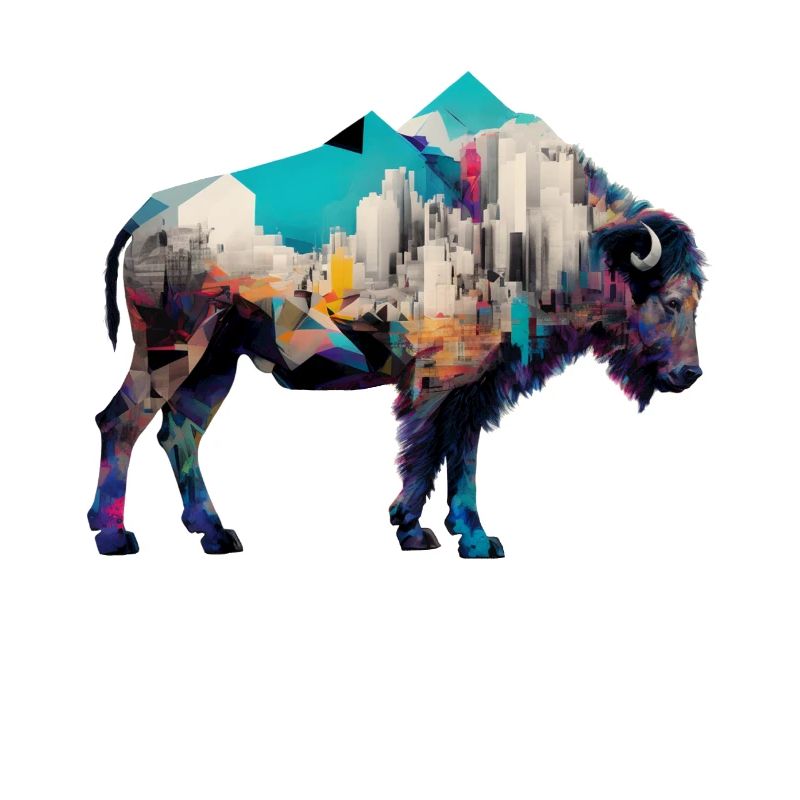 Bison Architektur Bunt Geschenk Polygon Tier