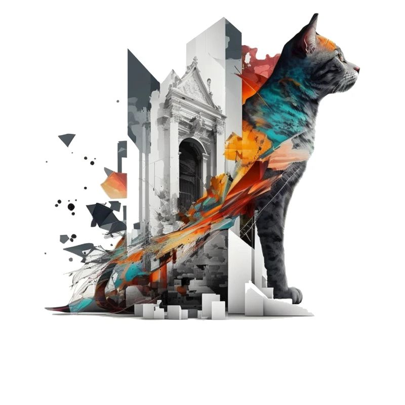 Cat Art Cat Motif Coloré Cadeau Architecture