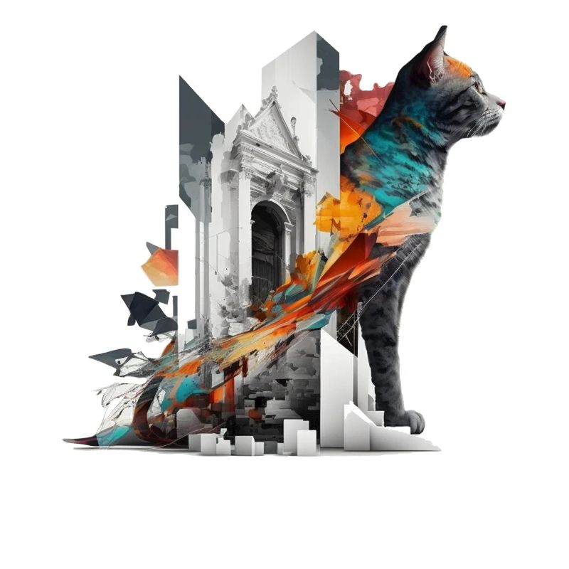 Cat Art Cat Motif Coloré Cadeau Architecture