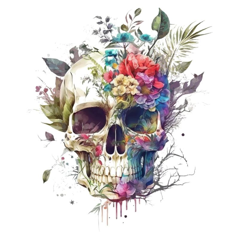 Crâne avec des fleurs