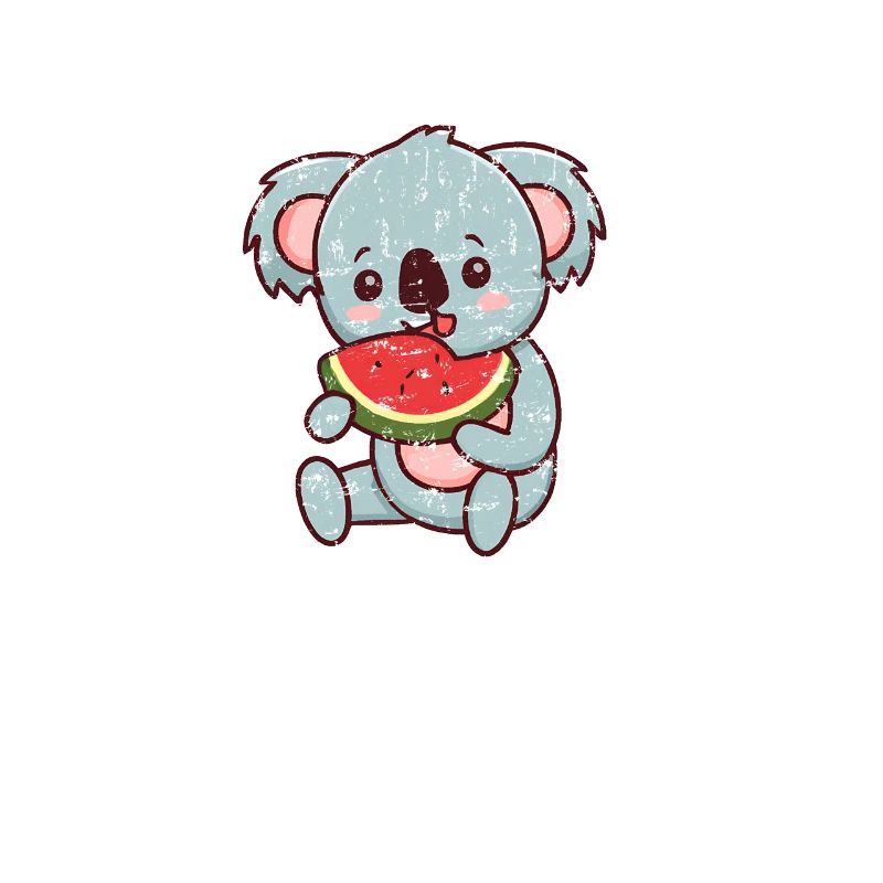 Le koala kawaii mange de la pastèque