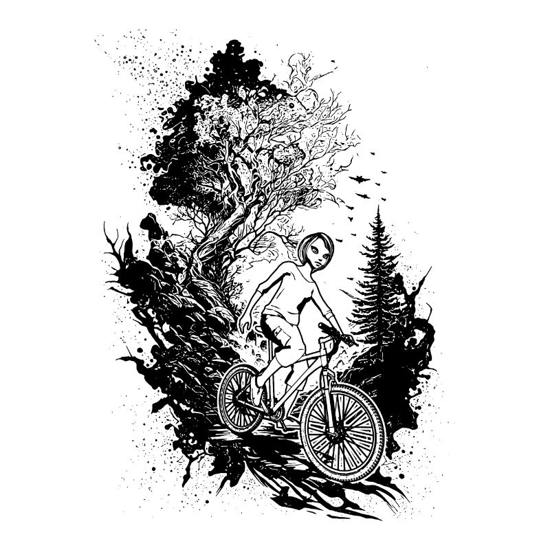 Conception de vélo de montagne aventureuse dans la nature.