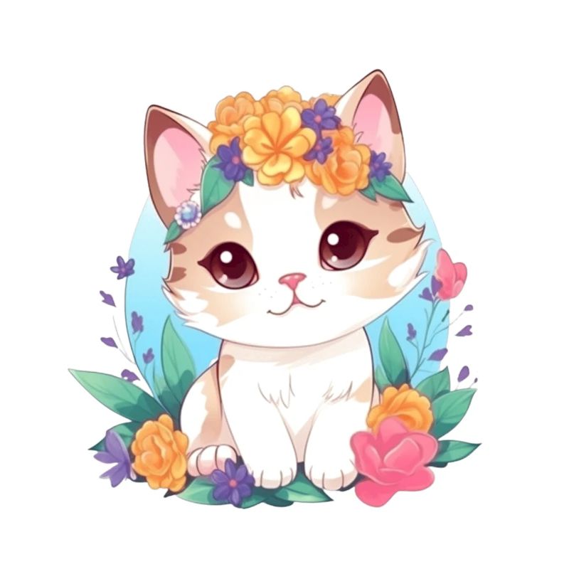 niedliche katze mit blumen