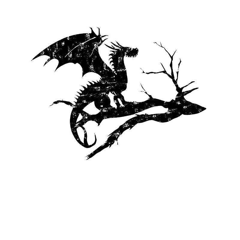 drache design silhouette toter baum