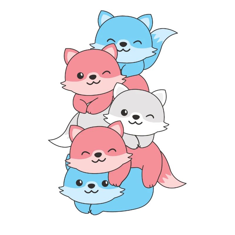 Transgender Flag Pride LGBTQ Cute Fox Stack