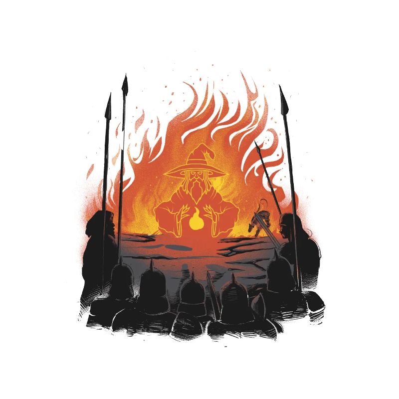 Zauberer, der eine Feuerwand wirft, mit einigen Ri
