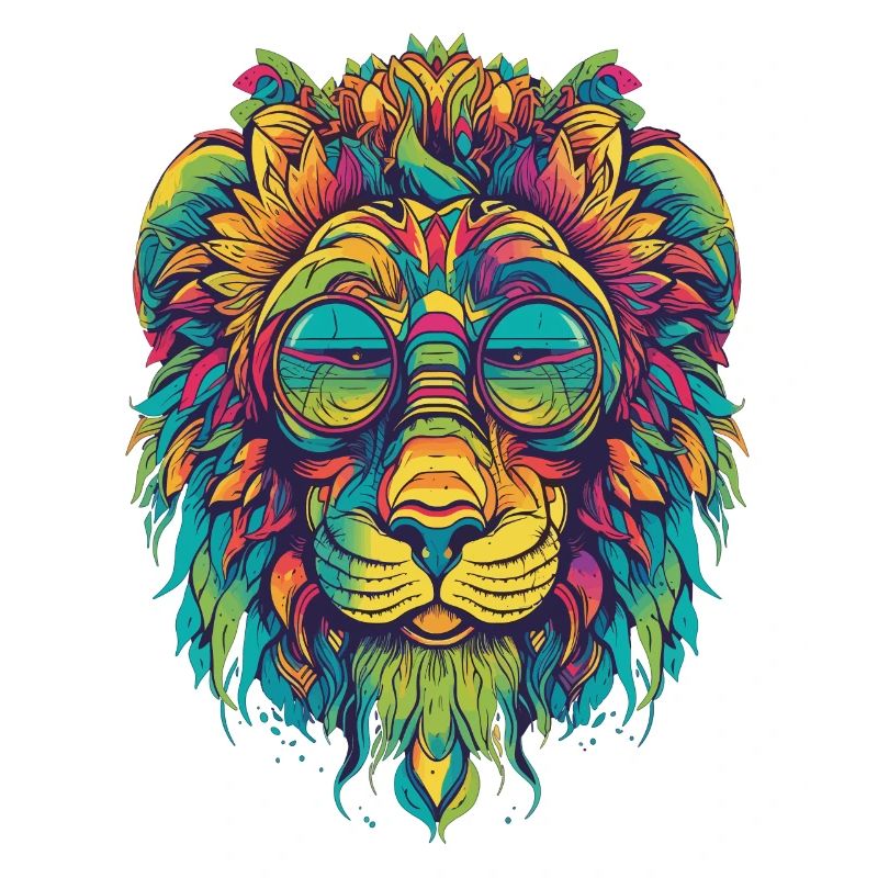 Colorful Lion LSD Psychedelic Design High