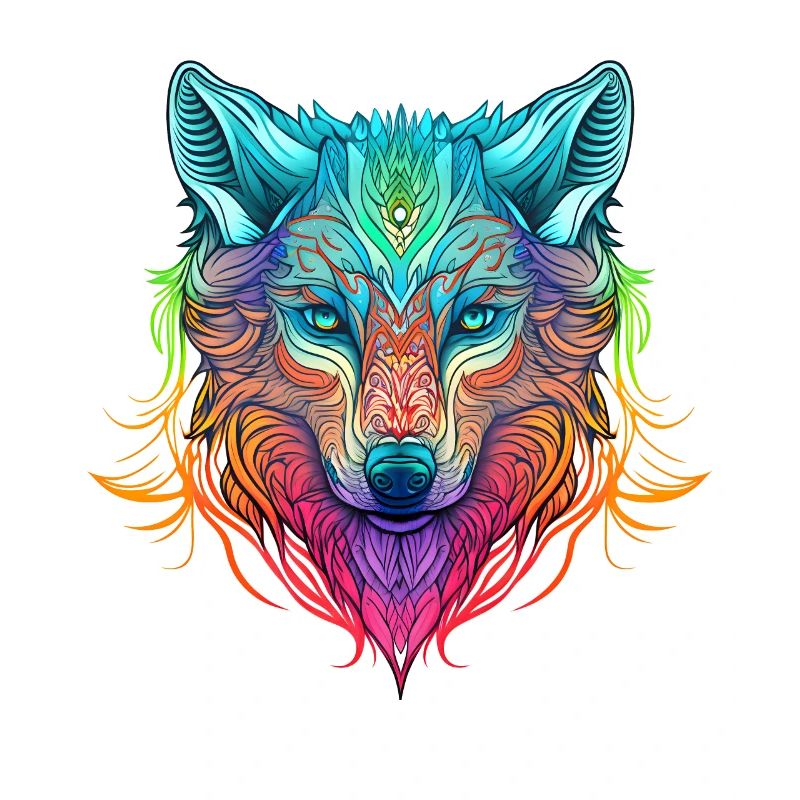 Rainbow Ghost Wolf Portrait