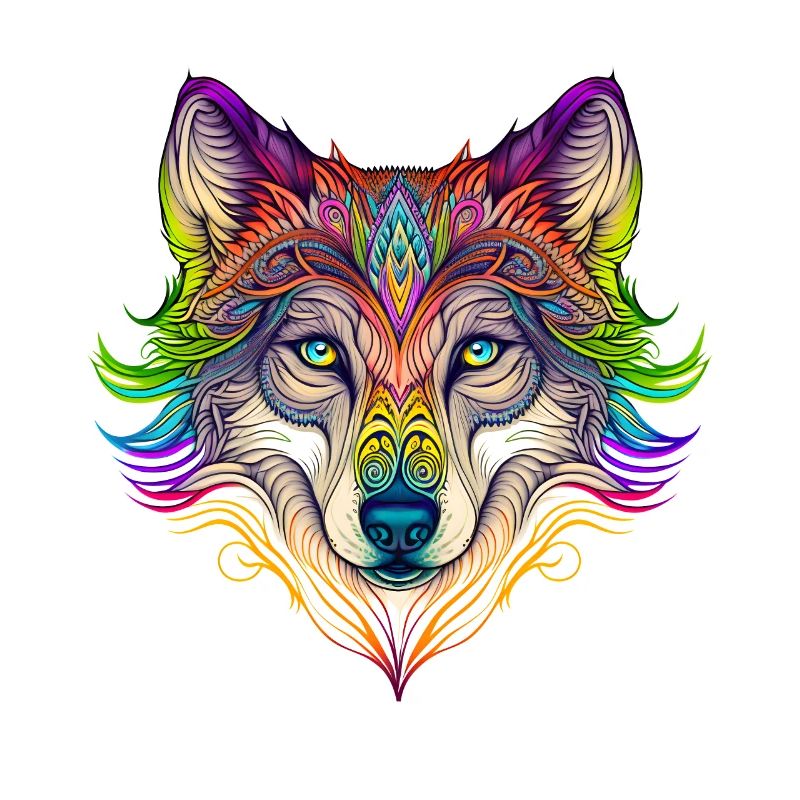 Regenbogen Geisterwolf Portrait