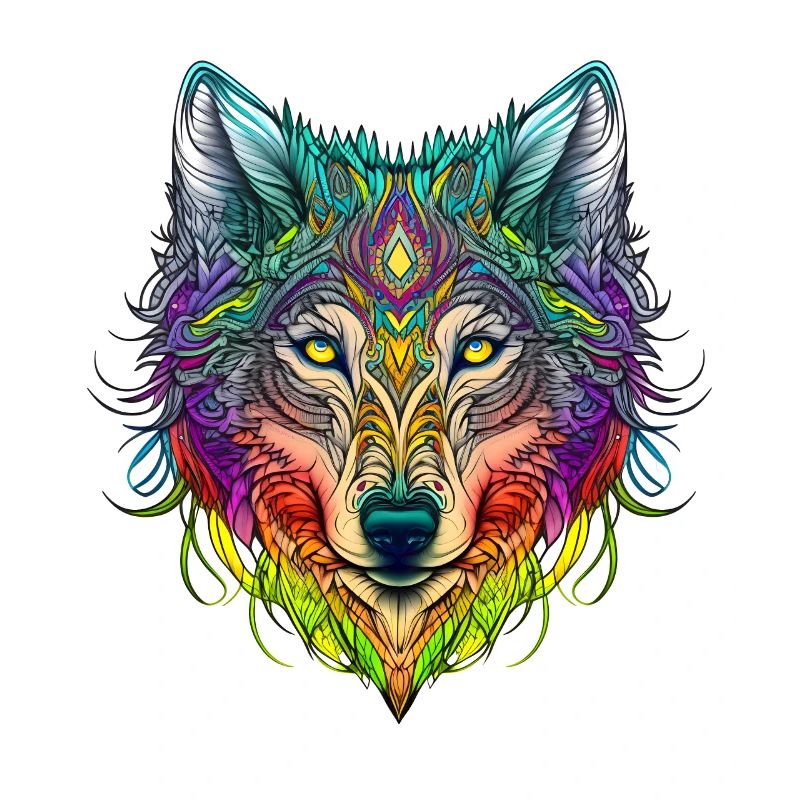 Rainbow Ghost Wolf Portrait