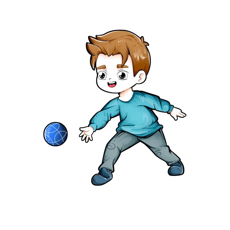 Junge spielt Bocce Ball