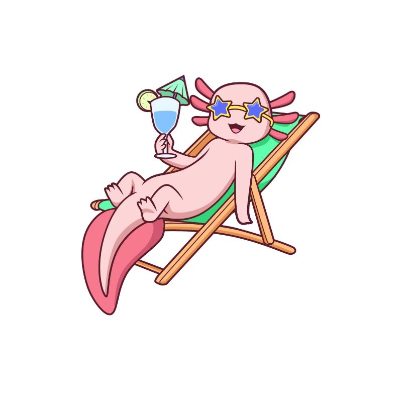 Comic Axolotl enjoys a cocktail