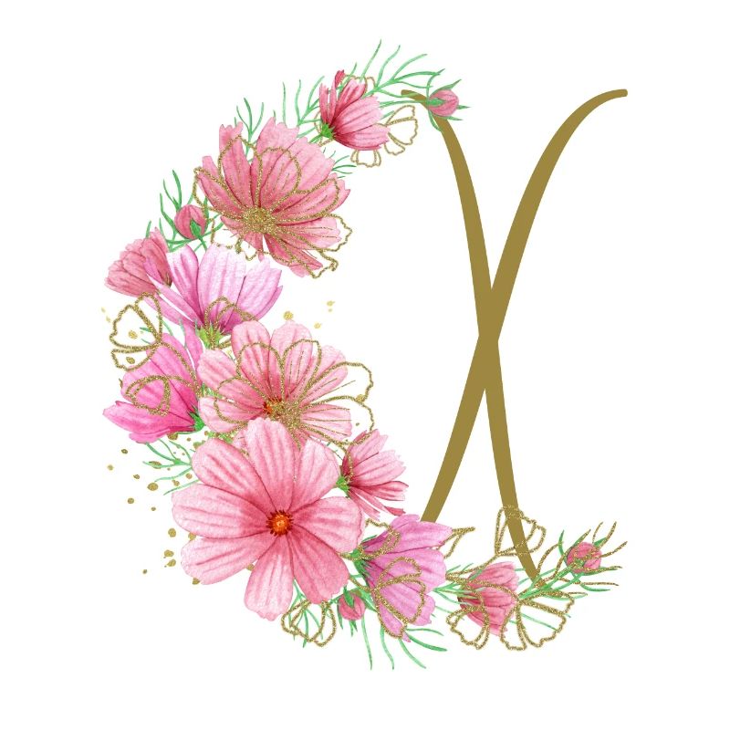 Blumenranke mit Buchstabe X