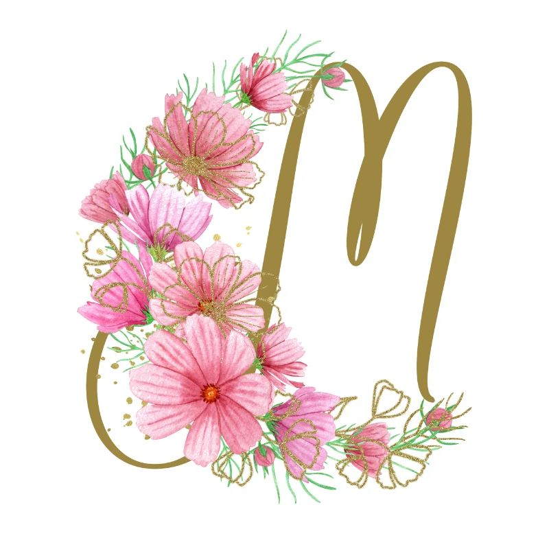 Blumenranke mit Buchstabe M