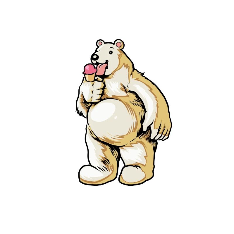 L’ours polaire comique apprécie le cornet de crème glacée