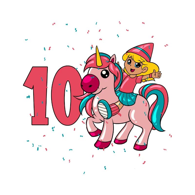 Mit Einhorn - Mädchen Geburtstag 10 Jahre
