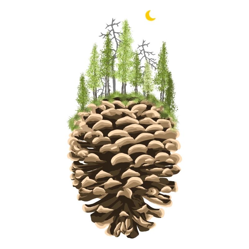 Bäume auf Tannenzapfe