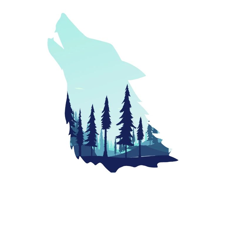 Heulender Wolf mit Wald